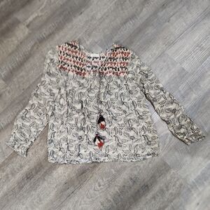 Sundance Blouse with Red and Black Pattern